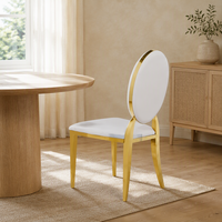Chaise de banquet de mariage avec dossier ovale rembourré et structure dorée pour événements, hôtels, mobilier en gros