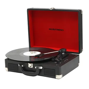 Stokta hazır taşınabilir kablosuz elektrikli bavul turntable lp gramofon kayıt oyuncu fonograf