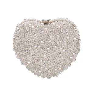 Usine En Gros De Luxe Ivoire Perle Pochette Sac À Main Personnalisé Double Face Perles pour La Soirée De Mariage Événements De Mariée-Femme Fille