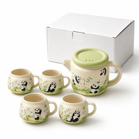 Service à thé Panda mignon, théière en céramique peinte à la main avec 4 tasses, service à thé créatif pour la maison