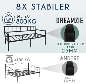 Ensemble de meubles de chambre à coucher canapé-<span class=keywords><strong>lit</strong></span> en métal au design moderne noir avec lieu de rangement, cadre de <span class=keywords><strong>lit</strong></span> de qualité stable - Product Image 3