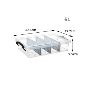 칸막이가 있는 플라스틱 수납 상자 침대 밑 컨테이너 바퀴 달린 옷장 속옷 수납 6L - Product Image 1