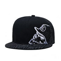 Casquette de baseball noire à visière plate, style Hip Hop, Snapback réglable, unisexe, avec motif brodé et panneau jacquard, pour l'extérieur, vente en gros