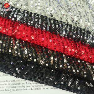 Fabricante de alta calidad Material de tela poliéster <span class=keywords><strong>Spandex</strong></span> estiramiento suave tul malla amarillo lentejuelas bordado tela para vestidos - Product Image 1