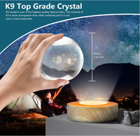 Lámpara de Noche de Cristal 3D con Bola de Cristal, Decoración para el Hogar, LED Regulable, Alimentación USB, Luz Cálida Amarilla, Tamaño Mediano, Diseño Moderno