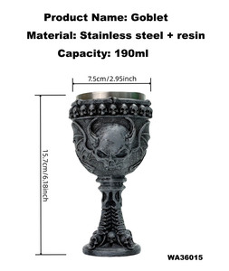 Nueva taza <span class=keywords><strong>de</strong></span> whisky BugBat Death Skeleton 3D Relief Demon Bat Skull Cup Copa <span class=keywords><strong>de</strong></span> <span class=keywords><strong>vino</strong></span> creativa <span class=keywords><strong>de</strong></span> acero inoxidable para fiesta - Product Image 2