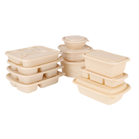 LOKYO Boîte à lunch à amidon de maïs biodégradable à compartiments multiples pour couverts et aliments jetables pour fécule de maïs