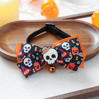 Kalung Hewan Peliharaan Berbentuk Kepala Labu Hantu Laba-laba Halloween untuk Anjing Kucing, Bahan Poliester, Nyaman, Aksesoris Fashion