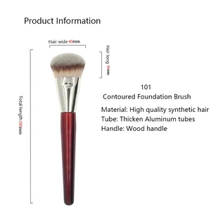 1 pinceau de maquillage professionnel 101 pour fond de teint, bâtonnet liquide et anticernes, à manche en bois rouge, outils cosmétiques 506 - Product Image 5