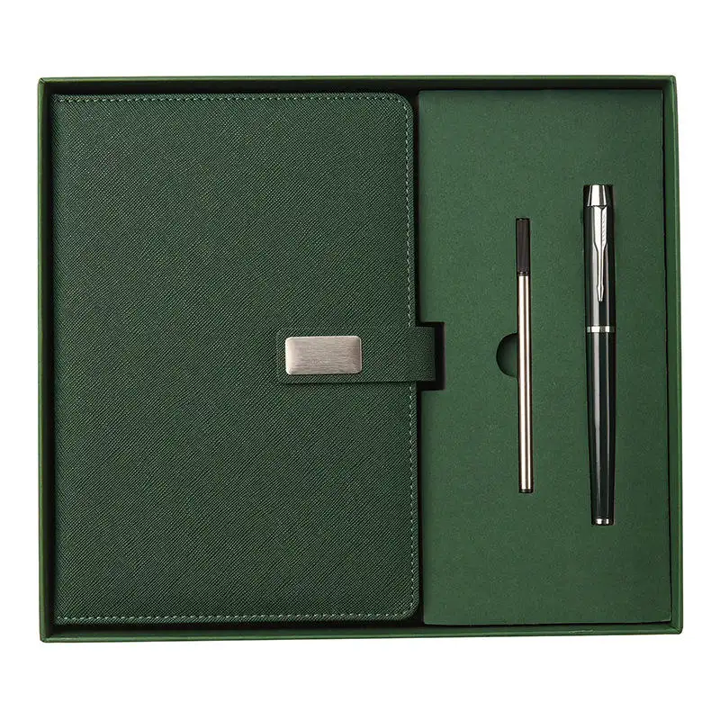 Kustom Logo A5 PU kulit penutup buku harian jurnal perencana bisnis notebook disesuaikan Set hadiah dengan pena