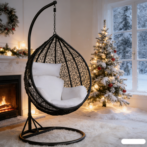 Columpio para Patio Trasero, Columpio Interior para Sala de Estar, Columpio de Madera y Ratán para Niños, Silla Colgante de <span class=keywords><strong>Jardín</strong></span>, Silla Colgante de <span class=keywords><strong>Plástico</strong></span> Transparente Tipo Huevo - Product Image 3