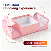 Boîte cadeau rigide à double porte personnalisée avec nœud et fermeture magnétique, emballage cadeau en papier pour bijoux, cadeaux et événements d'entreprise