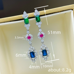 Orecchini Pendenti Geometrici per Donne, Gioielli per Orecchie con Pietre Scintillanti Colorate, Accessori Moda per Feste - Product Image 4