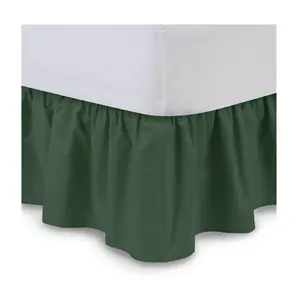 Ruffled bed skirt with split corners queen size (18 inch drop) platform dust ruffle gathered bedskirt