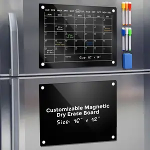 冰箱黑色磁性亚克力日历 | 2pcs 16 "x12" | 冰箱磁性冰箱日历和亚克力板