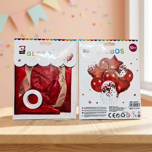 Set di Palloncini in Lattice Monouso Erpsl Rossi 10 Pezzi con Nastro e Fettuccia per Feste di Compleanno per Bambini all'Aperto, Stampa a 4 Colori - Product Image 4