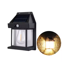 Lampu Dinding Taman Tenaga Surya Sensor Gerak Cerdas IP65 Tahan Air Lampu Induksi Tungsten Jarak Deteksi 5-7M Sudut Pancaran 180 3500K