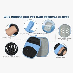 Gant anti-statique sur mesure pour animaux de compagnie, en polyester bleu, pour le toilettage des chats et des chiens - Product Image 4