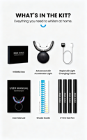 Kit de Blanqueamiento Dental Inalámbrico Recargable para Uso Doméstico Seguro RIJIE SMILE, 32 Luces LED Azules y Rojas, Gel Sin Peróxido, 4 Geles Portátiles