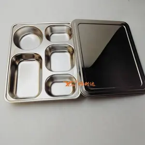 4 fächer/5 fach Stainless Steel Mess Tray für catering Compartment tablett