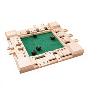 Jeu de société classique en bois avec blocs numériques et dés, jeu de stratégie familial de table avec 4 dés, jeu de dés à numéros à éliminer - Product Image 1