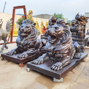 Leone sdraiato alla porta d'ingresso con stampa fustellatrice scultura in bronzo a grandezza naturale del leone - Product Image 4