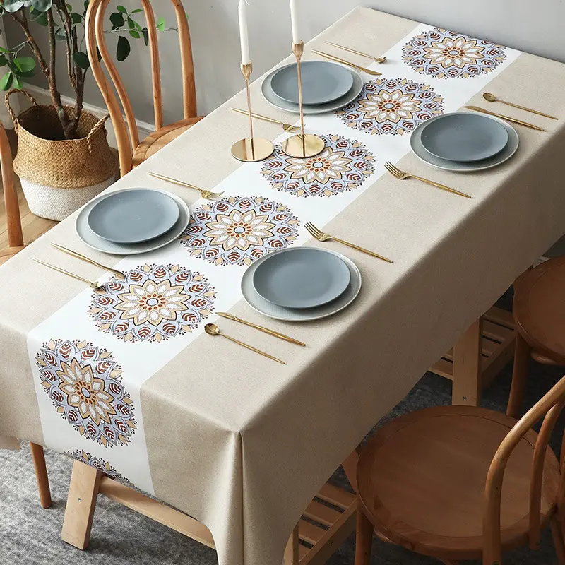 Holesale-manteles de estilo ohemiano para mesa de comedor, impermeables, resistentes al aceite y al calor