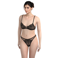 Ensembles Soutien-Gorge Corset & Culotte Femme, Mode Sexy Transparent Broderie Dentelle Lingerie String Thong, Fabricant de Soutiens-Gorge Sous-Vêtements