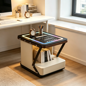 Table basse intelligente moderne avec éclairage LED, plateau en verre trempé, tiroir de rangement, meubles de salon - Product Image 6