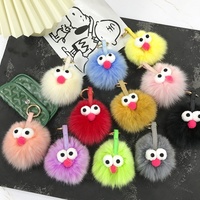 Pendentif boule lumineuse douce et tendance fait main, figurine de renard en fourrure, décoration de sac, porte-clés de voiture pour femme