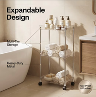 Chariot de rangement multi-niveaux mobile en acier inoxydable avec serre-câbles pour la gestion des fils, idéal pour la cuisine et la salle de bain