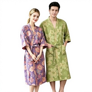 Peignoir Kimono Floral 100% Coton de Haute Qualité, Respirant et Absorbant, pour Couples, Idéal pour la Maison et le <span class=keywords><strong>Spa</strong></span> - Product Image 1