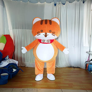 Disfraz de Mascota de Gato Naranja Personalizado con Bufanda Roja y Logotipo Bordado para Adultos Unisex, Eventos de Marca y Fiestas - Product Image 1