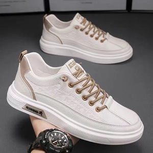 New men's shoes - breathable white <b>sneakers</b>, trendy and versatile thick-soled sports and casual <b>leather</b> shoes, fashionable shoes - Product Image 4