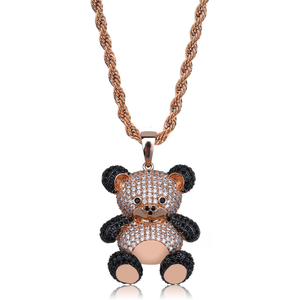 Hiphop <span class=keywords><strong>lindo</strong></span> diamante colorido de dibujos animados panda colgante conjunto de joyas collar - Product Image 6