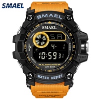 Montre de sport numérique de luxe pour homme SMAEL 8010, résistante à l'eau 50 bars, avec chronomètre, alarme, boîtier en plastique