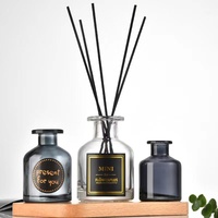 Lot de 100 flacons diffuseurs d'arômes ronds transparents de 50 ml, 100 ml, 150 ml, 200 ml avec bouchon en liège, boîte de luxe vide pour bâtonnets