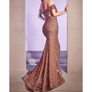 Élégante Robe de Soirée Longue Épaule Femme 2024, Style Fête, Paillettes, Manches Courtes, Longueur Maxi, Taille XL, Imprimé Tendance - Product Image 4