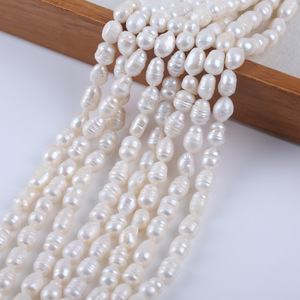 Cuentas Blancas Naturales de Agua Dulce en Forma de Arroz de 7-8 mm al por Mayor, Pasadores de Pelo Hechos a Mano con Hilo y Materiales para Joyería DIY - Product Image 5