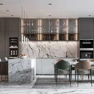 Modern Beige Acrylic Sheet Kitchen <b>Cabinets</b> Small Furniture Whole Set Mobile Home PVC Cuisine Unit MDF PU Lacquer <b>Cabinets</b> - Product Image 5