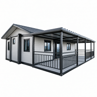 Cabane modulaire préfabriquée écologique avec grande véranda pour complexe hôtelier en jungle, hôtel forestier, retraite naturelle et hébergement de glamping