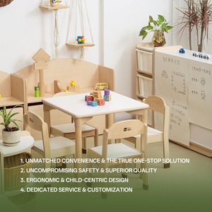Hikeylove - Juego de Mesa y Sillas de Madera Modernas de Estilo Montessori para Preescolar, para Niños Pequeños, Academias, Escuelas y Centros de Aprendizaje Temprano - Product Image 2