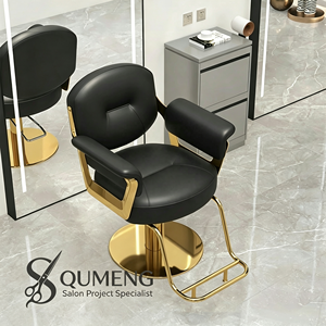 Z Salon Chair and Mirror <b>Set</b> <b>Barber</b> Shop Chair Hair Salon Black and Gold Salon Chairs - Product Image 1