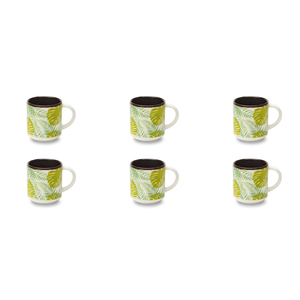 Set di 6 Tazze da Caffè Excelsa in Porcellana con Motivo Fogliame, 10 Cl, Multicolore - Product Image 2