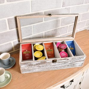 Boîte de rangement en bois blanc rétro avec couvercle, organisateur de bureau rectangulaire pour huiles essentielles, vitrine - Product Image 2