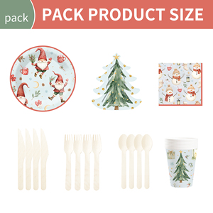 Juego de Vajilla Desechable para Fiesta de Navidad DAMAI, Platos de Papel con Diseño de Árbol de Navidad y Papá Noel para 8 Personas - Product Image 3