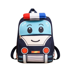 Nouveau style <span class=keywords><strong>Sac</strong></span> <span class=keywords><strong>à</strong></span> <span class=keywords><strong>dos</strong></span> scolaire Oxford pour enfants, motif géométrique tendance coréen, pour garçons et filles, réduisant la charge, avec motif voiture de police - Product Image 5