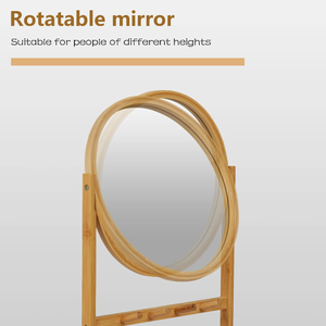 Étagère <span class=keywords><strong>de</strong></span> <span class=keywords><strong>rangement</strong></span> <span class=keywords><strong>de</strong></span> salle <span class=keywords><strong>de</strong></span> bain en bambou personnalisée <span class=keywords><strong>de</strong></span> haute qualité avec miroir échelle <span class=keywords><strong>de</strong></span> toilette tiroir en tissu pour articles divers pour l'organisation - Product Image 3