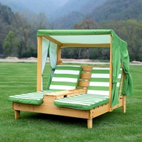 Chaise longue de plage d'enfants-Canapé pliable extérieur avec dossier, double siège pour le farniente d'animal familier de jardin d'enfants