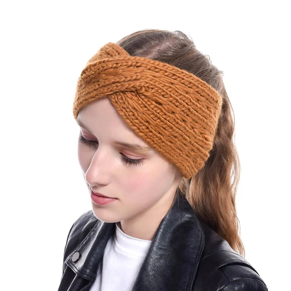 Multi color ladies cross winter warm knitted hair band headbands wholesale